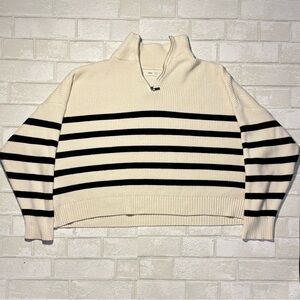 Mango Cropped Striped Knit Sweater